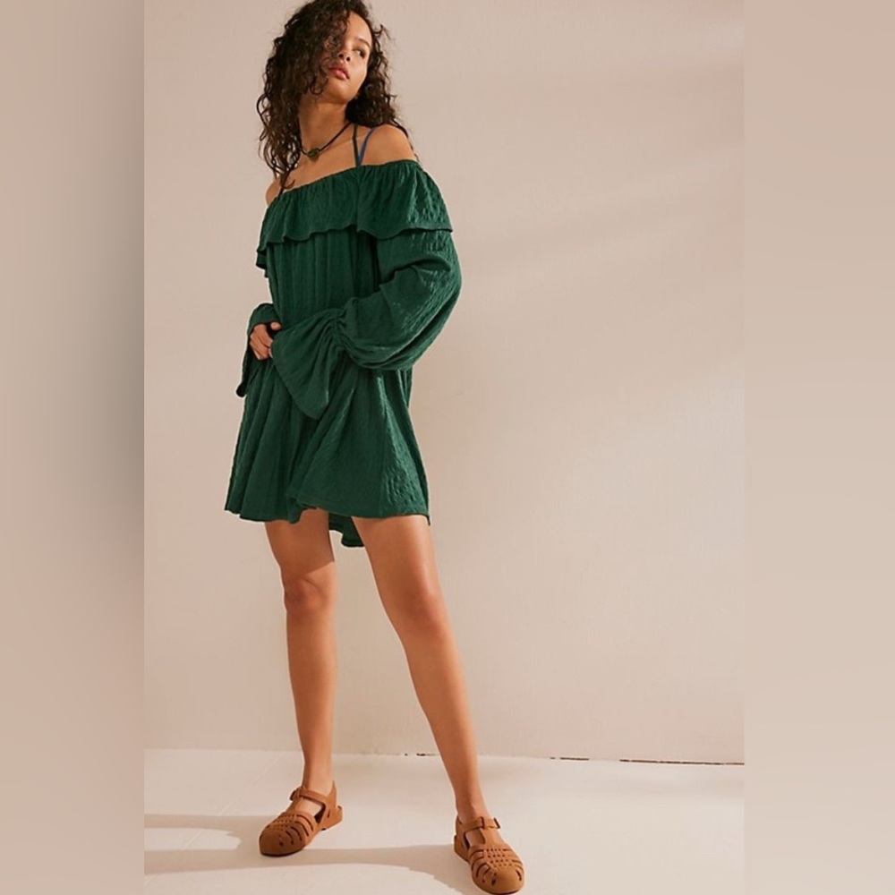 FP Beach Women’s Dress Long Sleeve Hayden Mini Green Medium